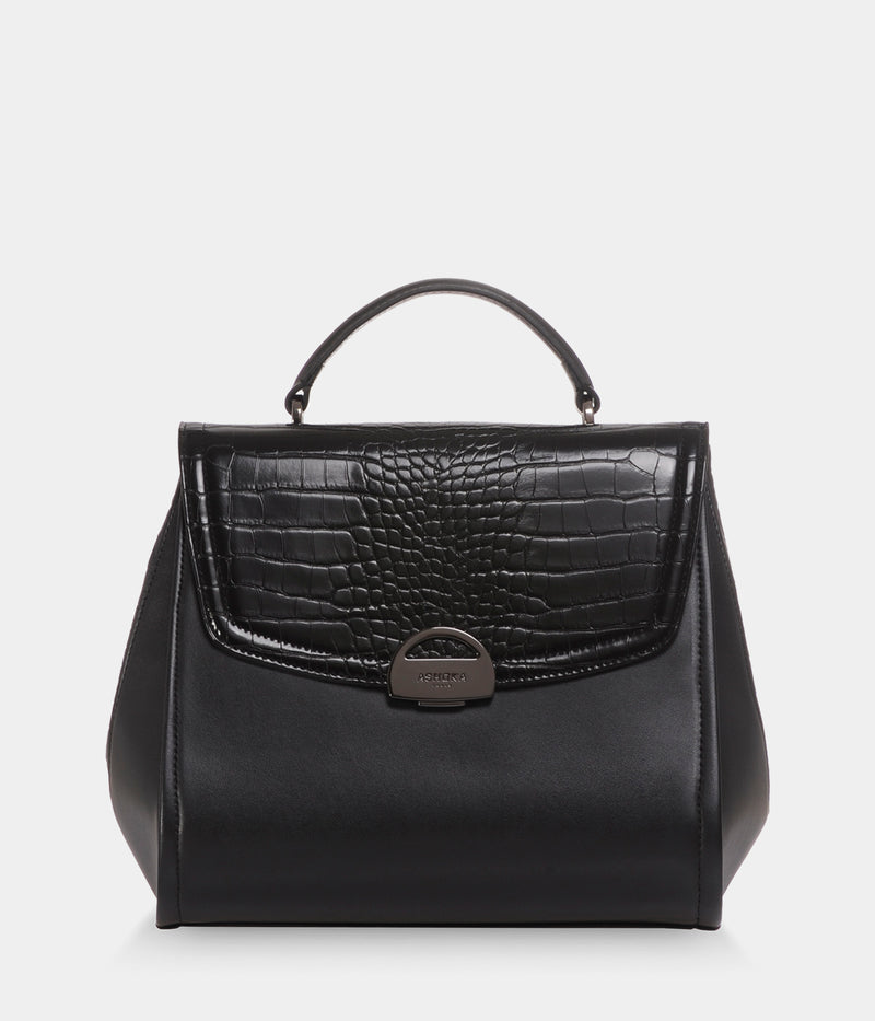 Sac à main vegan Paname Croco & Apple Skin noir - Sac cruelty free et végane