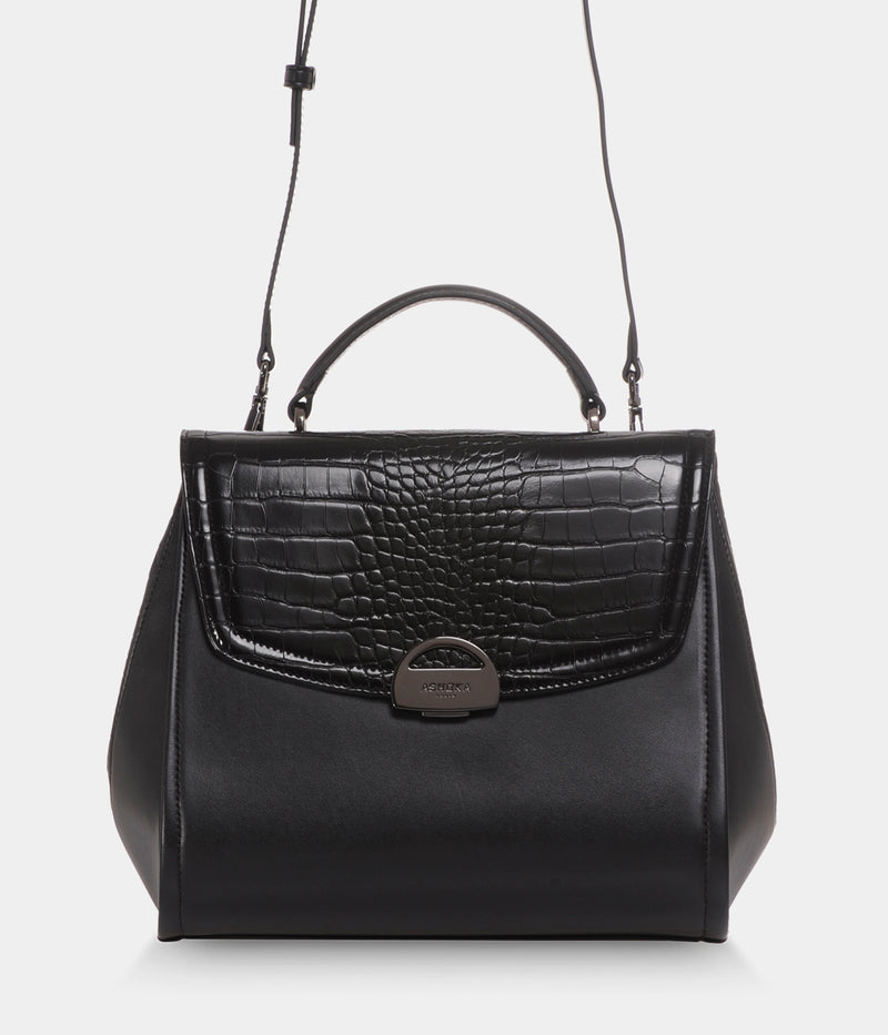 Sac à main vegan Paname Croco & Apple Skin noir - Sac cruelty free et végane
