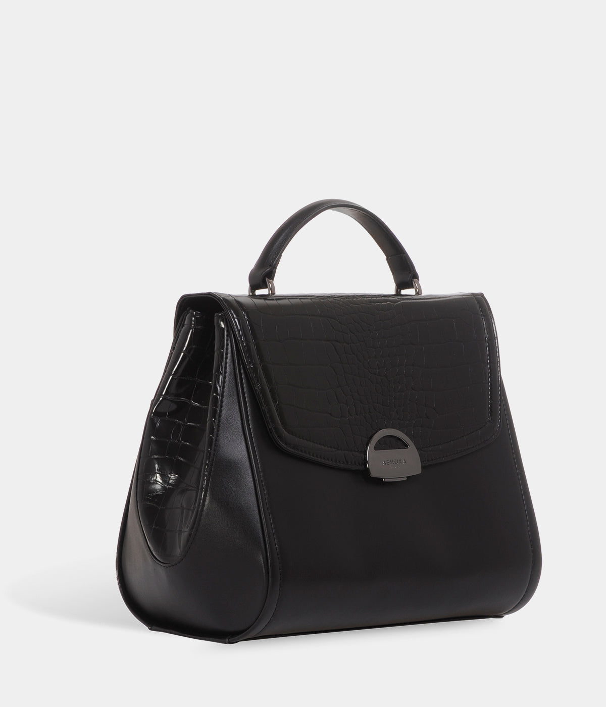 Sac à main vegan Paname Croco & Apple Skin noir - Sac cruelty free et végane
