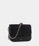 Sac à main simili cuir vegan Brigitte Oxymore Apple Skin noir, écoresponsable, éthique, écologique et Peta approved et Animal free. Sac à chaine en simili daim