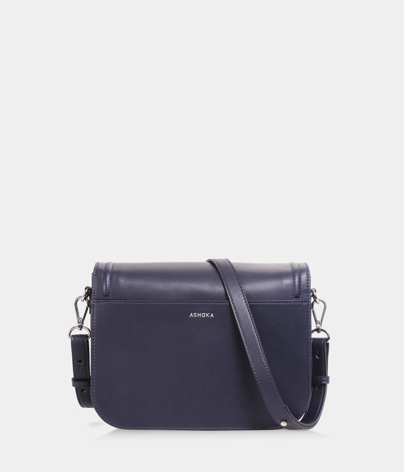 Sac vegan Brigitte bleu marine vegan sans cuir, haute maroquinerie végane Ashoka Paris