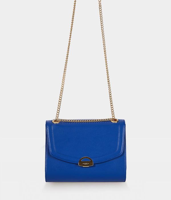 Sac clutch  vegan Mini Paname full Apple skin bleu éléctrique - Chaine dorée - pouch bag vegan et éthique