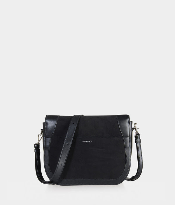 Sac à main Marilyn Apple Skin et simili daim noir, sans cuir, éthique, écoresponsable, écologique, recyclé et sans cruauté.