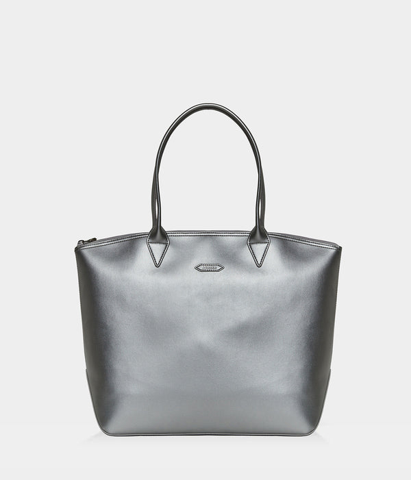 Sac cabas similicuir vegan pour femme Jolly Apple Skin argent, sans cuir, éthique, écoresponsable, écologique, recyclé et sans cruauté.