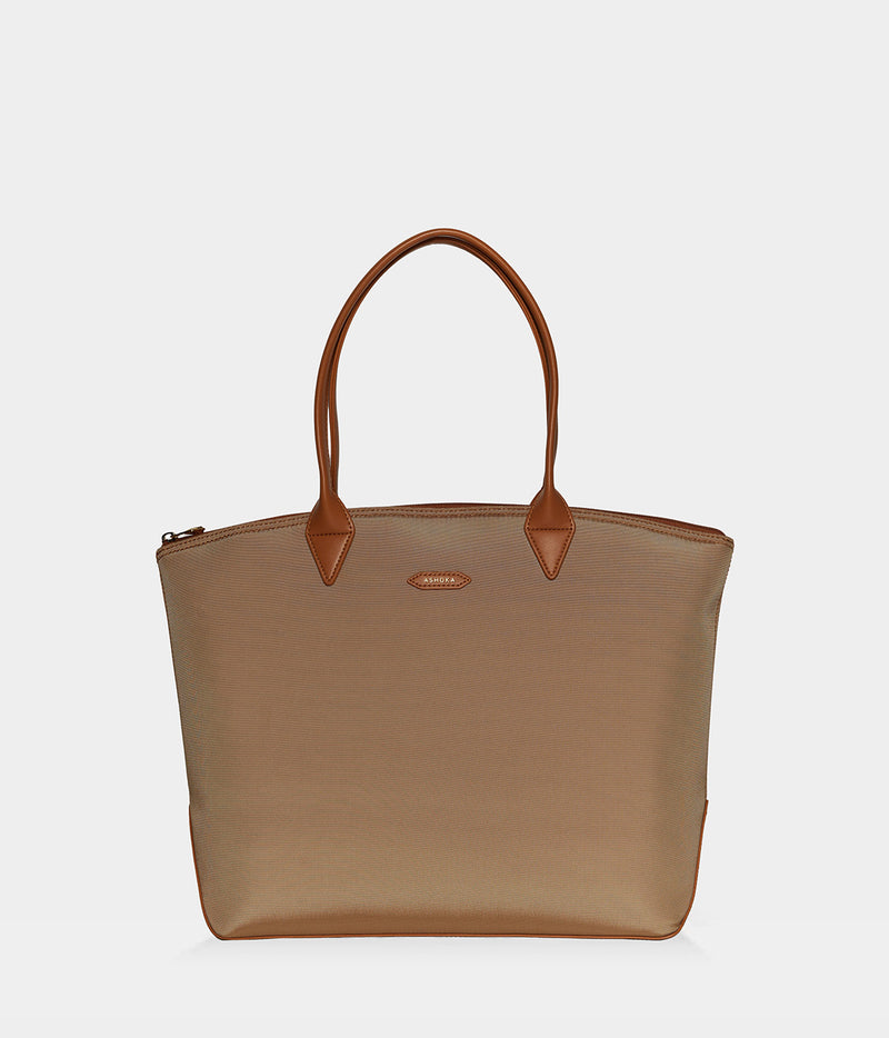 Sac cabas vegan pour femme Jolly Apple Skin et Nylon recyclé bleu caramel sans cuir, éthique, écoresponsable, écologique, recyclé et sans cruauté