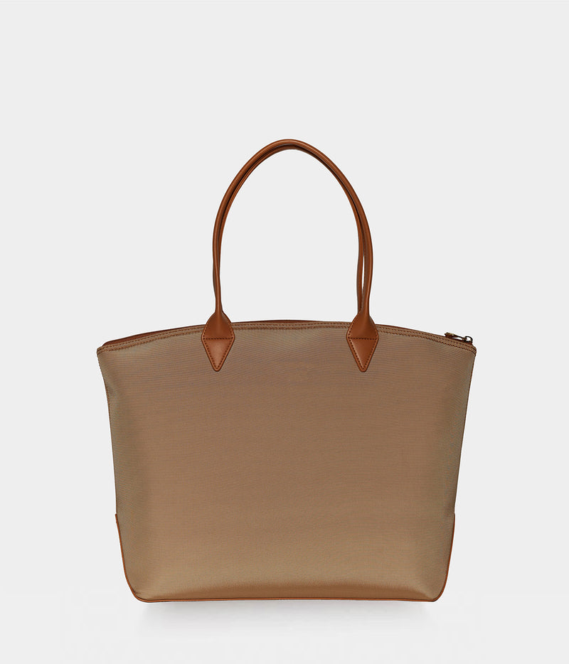 Sac cabas vegan pour femme Jolly Apple Skin et Nylon recyclé bleu caramel sans cuir, éthique, écoresponsable, écologique, recyclé et sans cruauté