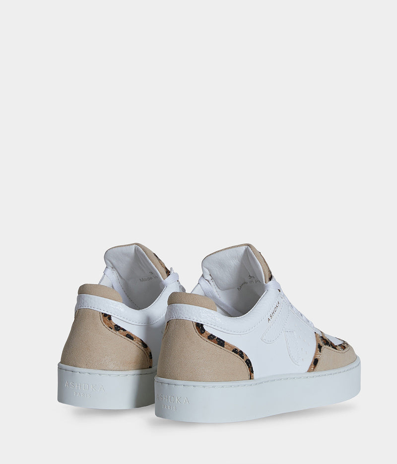 Sneaker Mateo Basse biosourcée & recyclée Léopard 3/4 dos - tennis éthique, écoresponsable et vegan