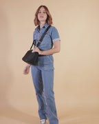 Sac à main vegan pour femme Pretty Apple Skin et Nylon recyclé noir sans cuir, éthique, écoresponsable, écologique, recyclé et sans cruauté