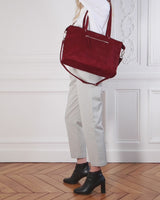 Mia burgundy recycled faux suede tote bag