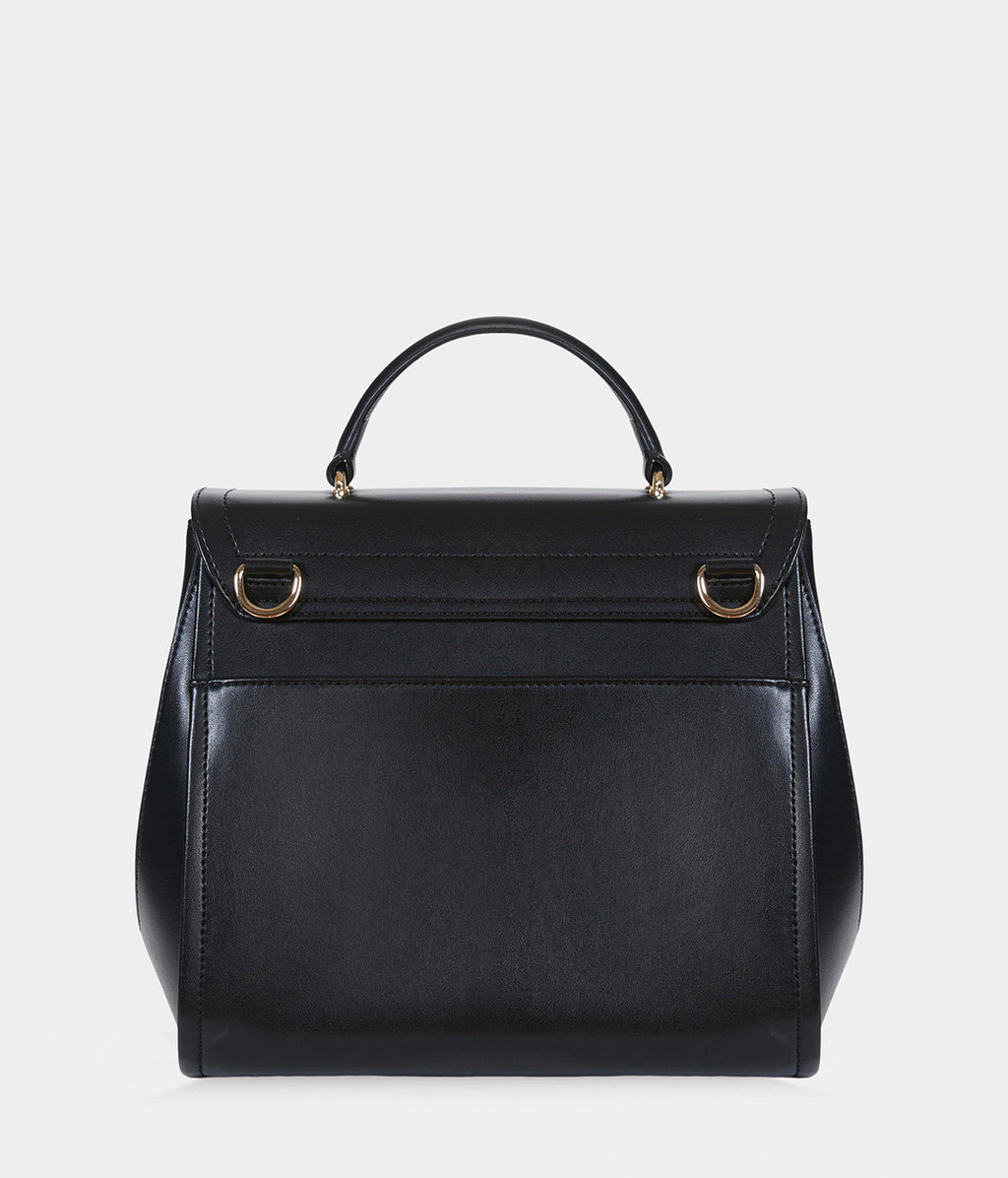 Sac à main simili cuir vegan Paname full Apple Skin noir fermoir doré, sans cuir, éthique, écoresponsable, écologique, recyclé et sans cruauté.