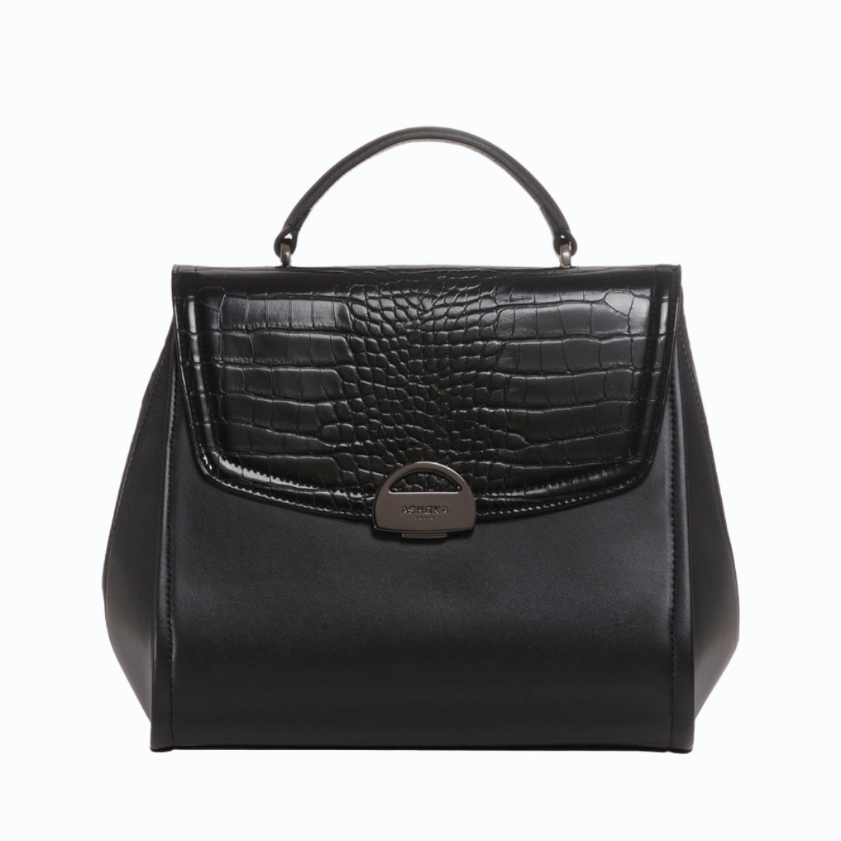 Sac à main vegan Paname Croco & Apple Skin noir - Sac cruelty free et végane