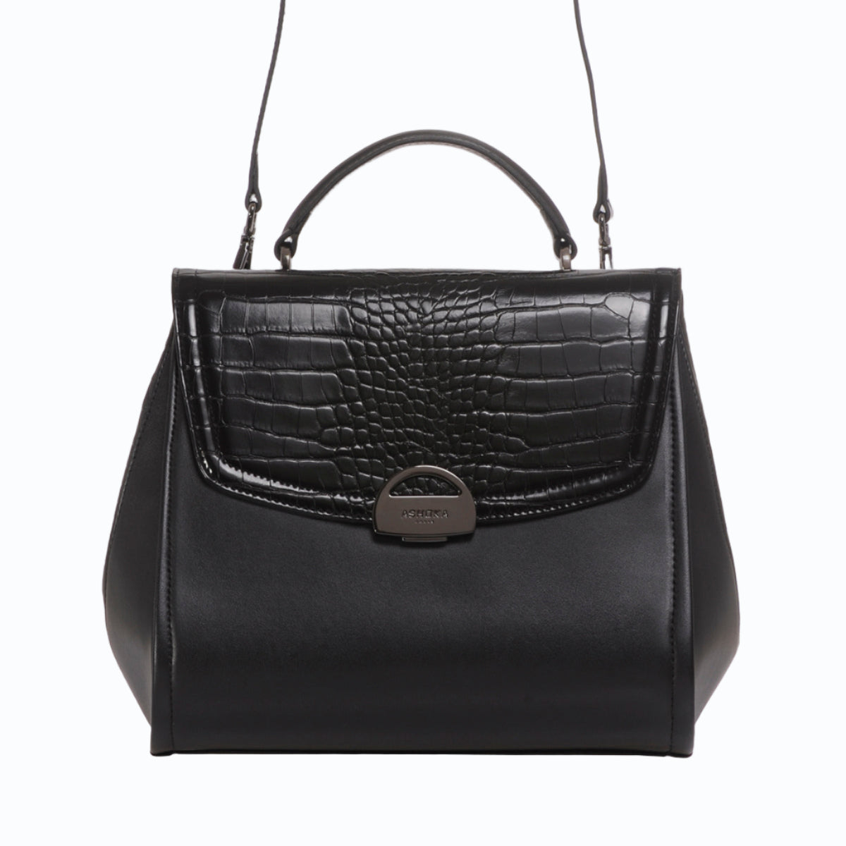 Sac à main vegan Paname Croco & Apple Skin noir - Sac cruelty free et végane
