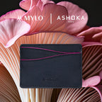 Porte-carte Mylo™️ rose en mycélium, structure souterraine des champignons - éthique, écoresponsable, écologique, durable et sans cruauté