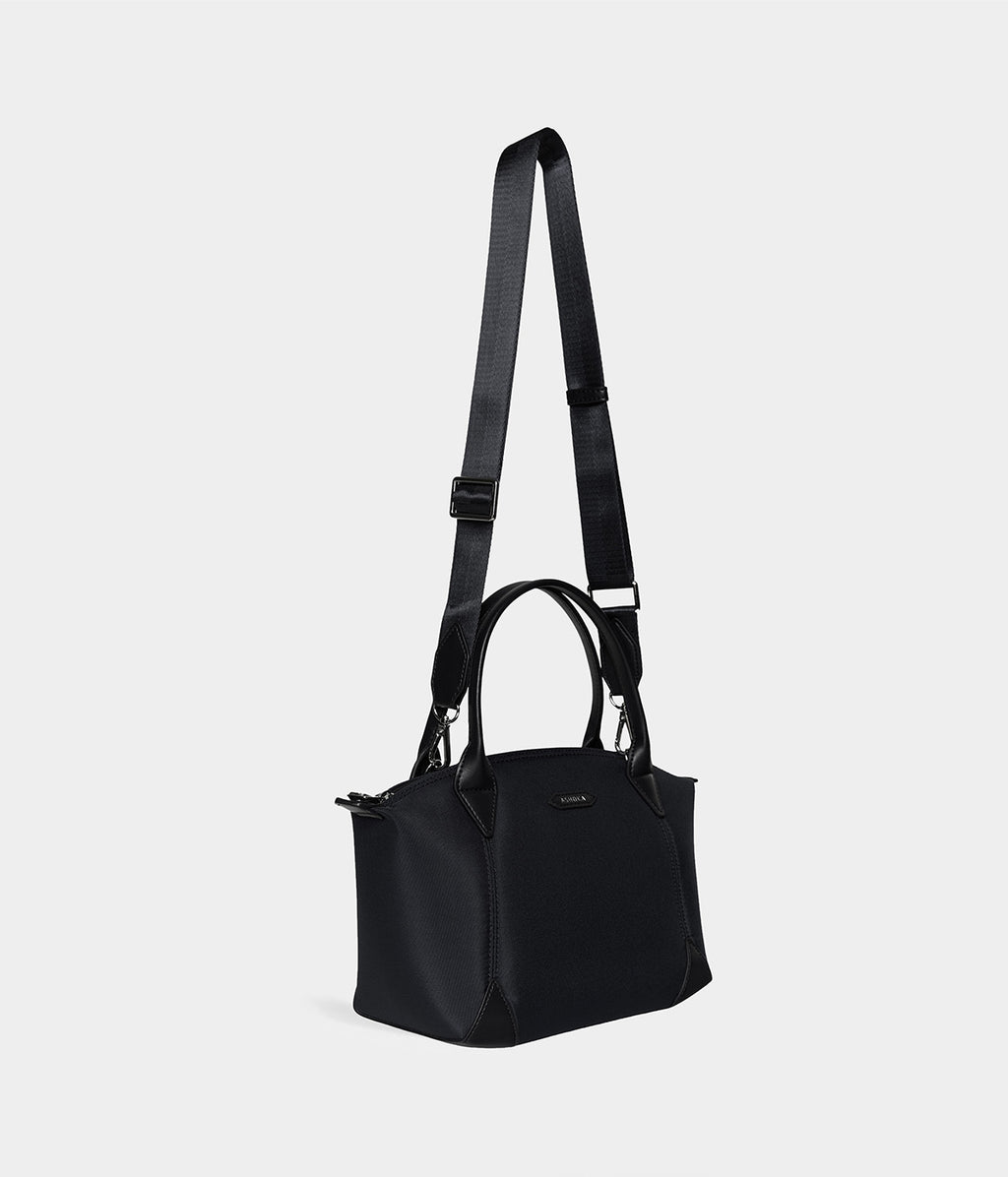 Sac à main vegan pour femme Pretty Apple Skin et Nylon recyclé noir sans cuir, éthique, écoresponsable, écologique, recyclé et sans cruauté