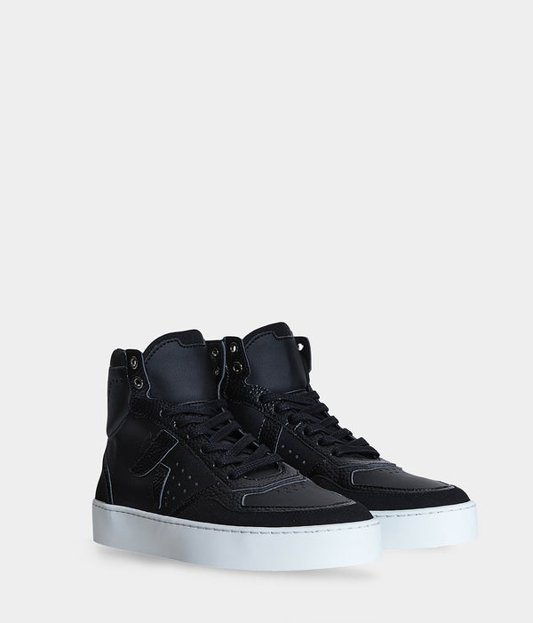 Chaussures vegan Matéo Montante Noires – baskets écoresponsables en matières recyclées