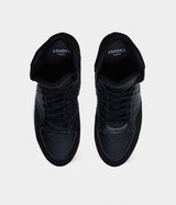 Sneakers vegan Matéo Montante Noires – vue du dessus avec laçage ergonomique