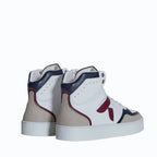 Sneaker vegan Matéo Montante Bordeaux & Marine – vue arrière avec semelle renforcée