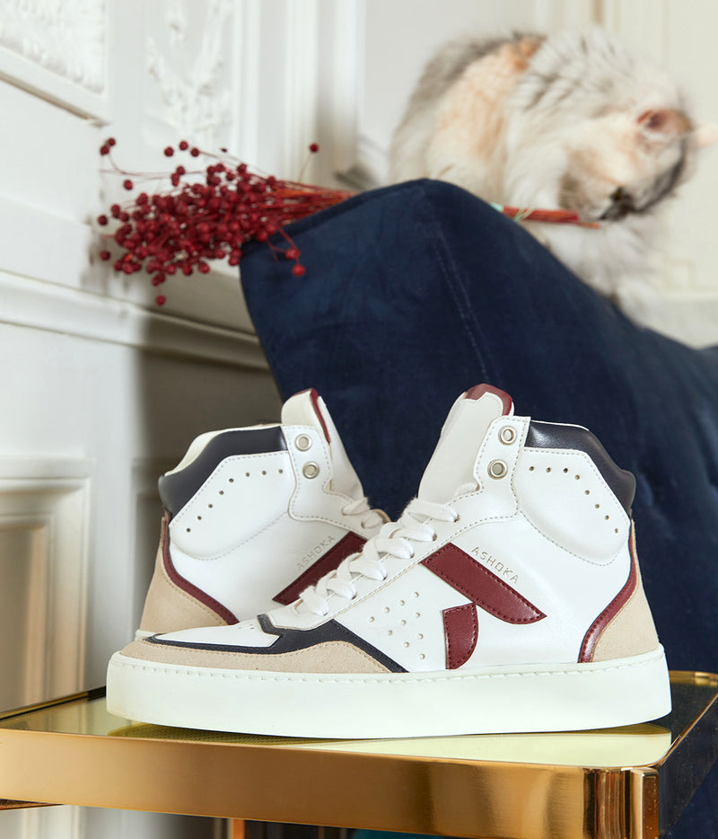 Sneakers vegan Matéo Montante Bordeaux & Marine – baskets écoresponsables Ashoka Paris
