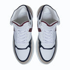 Sneakers vegan Matéo Montante Bordeaux & Marine – vue du dessus avec laçage ergonomique