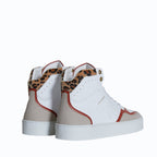 Sneaker vegan Matéo Montante Terracotta & Léopard – vue arrière avec renfort et semelle épaisse