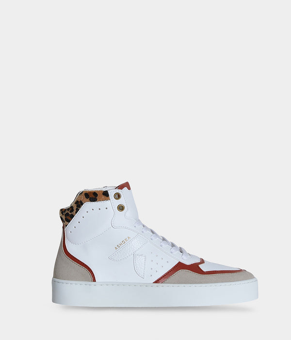 Sneaker vegan montante Matéo Terracotta & Léopard – chaussure éthique biosourcée et recyclée