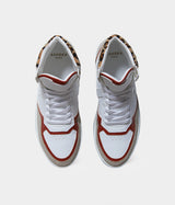 Sneakers vegan Matéo Montante Terracotta & Léopard – vue du dessus avec laçage ergonomique
