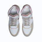 Sneakers vegan Matéo Montante Trio de Rose – vue du dessus avec laçage ergonomique