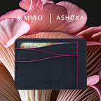 Grand porte-carte Mylo™️ rose en mycélium, structure souterraine des champignons - éthique, écoresponsable, écologique, durable et sans cruauté