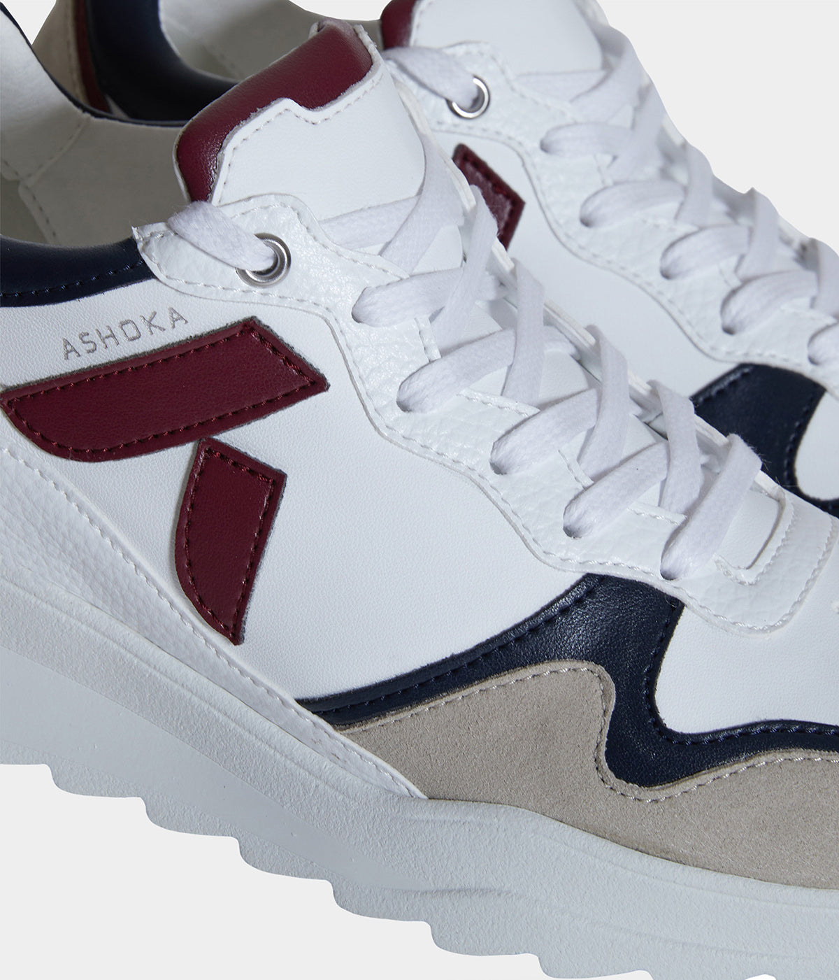 Chaussure vegan Lewis Bordeaux & Marine – détail matières biosourcées et recyclées