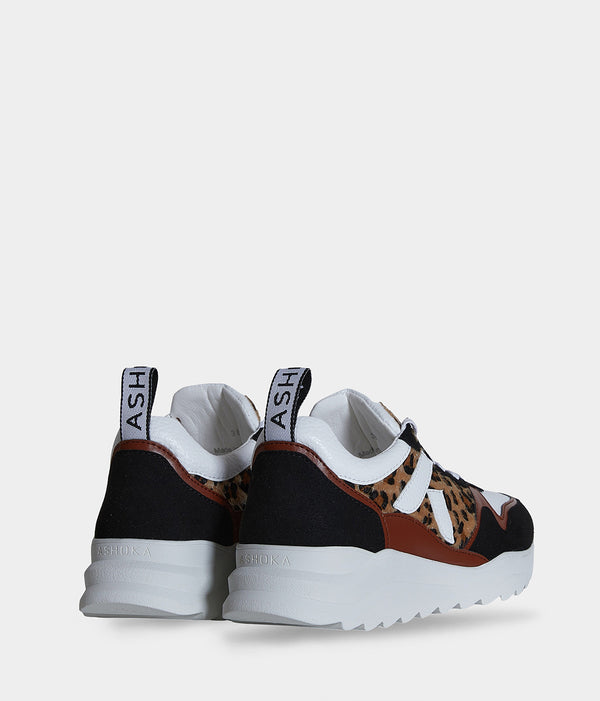 Chaussures vegan Lewis Léopard – baskets running durables vue arrière