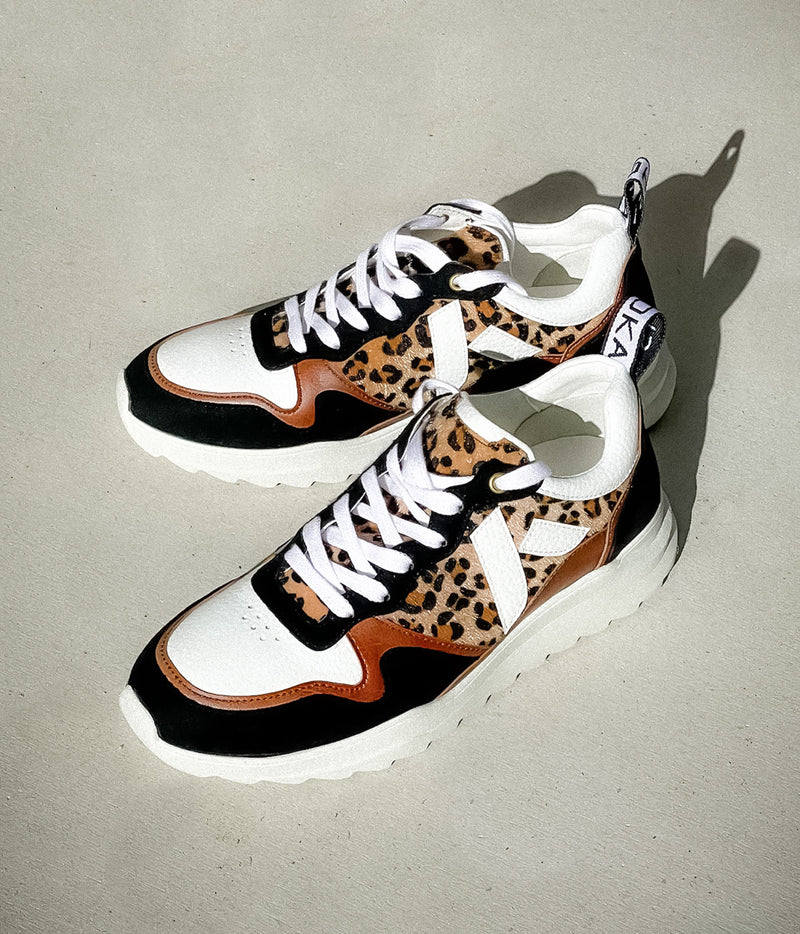 Sneakers vegan Lewis Léopard – chaussures running éthiques vue à plat
