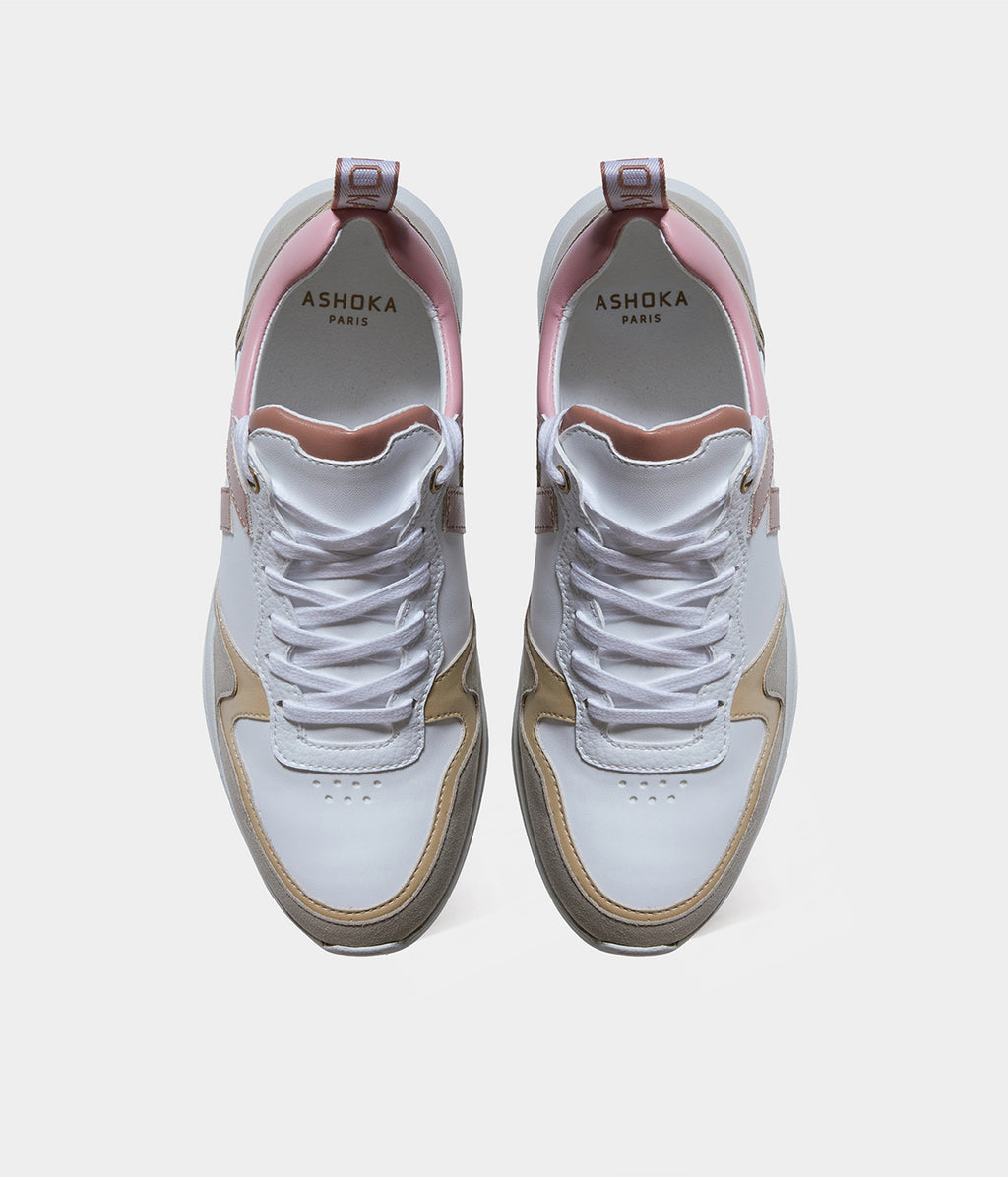 Sneakers vegan Lewis Trio de Rose – vue du dessus avec laçage ergonomique