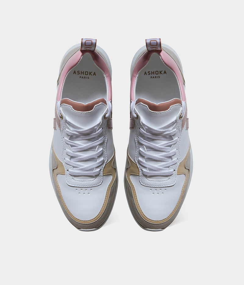 Sneakers vegan Lewis Trio de Rose – vue du dessus avec laçage ergonomique